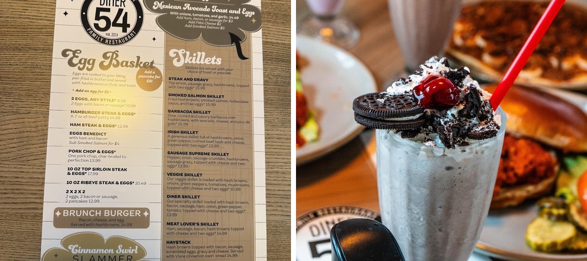 Diner 54 Menu